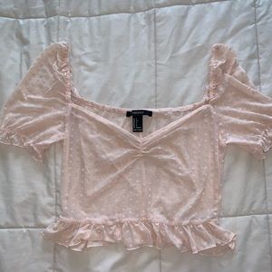 Sheer puff sleeve crop top